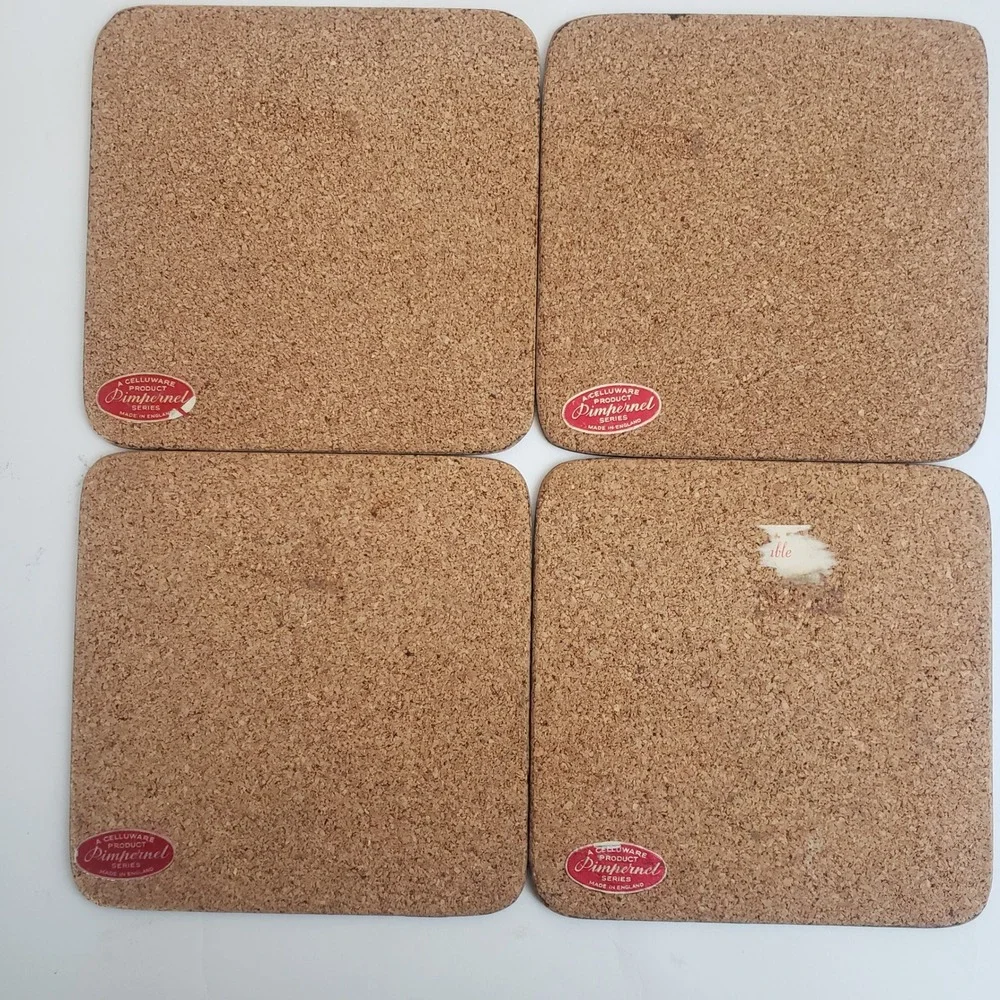 Vintage Pimpernel London Historical Sites Coasters Cork‎ Back Set of 4